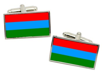 Karelia (Russia) Flag Cufflinks in Chrome Box