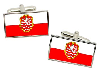Karlovy Vary (Czech) Flag Cufflinks in Chrome Box