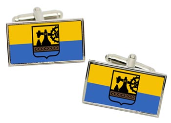 Katowice (Poland) Flag Cufflinks in Chrome Box