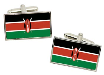Kenya Flag Cufflinks in Chrome Box