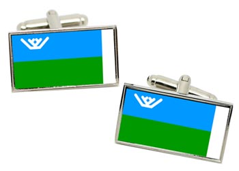 Khanty-Mansi Okrug (Russia) Flag Cufflinks in Chrome Box