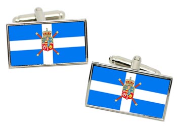 Kingdom of Greece Flag Cufflinks in Chrome Box