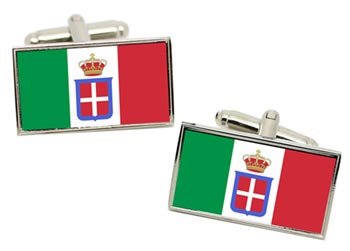 Kingdom of Italy (Italy) Flag Cufflinks in Chrome Box