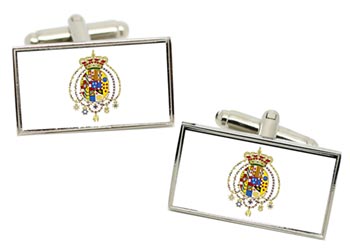 Kingdom of the Two Sicilies (Italy) Flag Cufflinks in Chrome Box