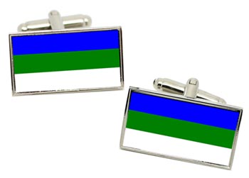Komi (Russia) Flag Cufflinks in Chrome Box