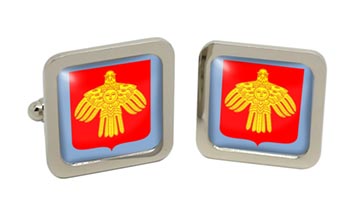 Komi (Russia) Square Cufflinks in Chrome Box