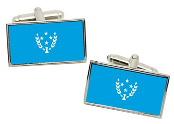 Kosrae (Micronesia) Flag Cufflinks in Chrome Box