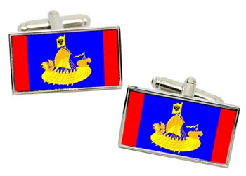 Kostroma Oblast (Russia) Flag Cufflinks in Chrome Box