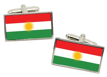 Kurdistan Flag Cufflinks in Chrome Box