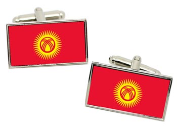 Kyrgyzstan Flag Cufflinks in Chrome Box