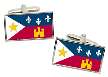 Lafayette LA (USA) Flag Cufflinks in Chrome Box