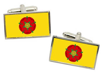 Lancashire (England) Flag Cufflinks in Chrome Box