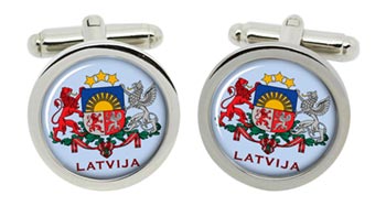 Latvia Cufflinks in Chrome Box