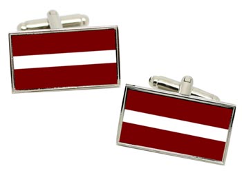 Latvia Flag Cufflinks in Chrome Box