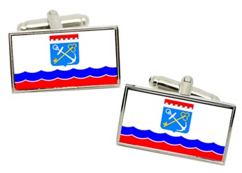 Leningrad Oblast (Russia) Flag Cufflinks in Chrome Box
