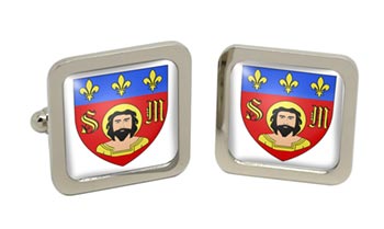 Limoges (France) Square Cufflinks in Chrome Box