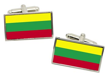 Lithuania Flag Cufflinks in Chrome Box
