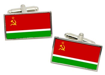 Lithuanian Soviet Flag Cufflinks in Chrome Box