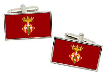Lleida (Spain) Flag Cufflinks in Chrome Box