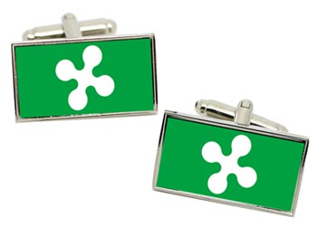 Lombardy (Italy) Flag Cufflinks in Chrome Box