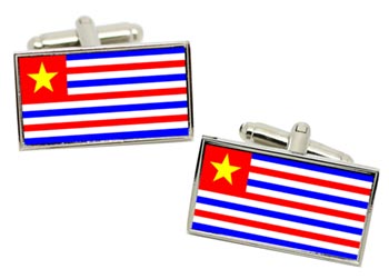 Louisiana 1861-1912 USA Flag Cufflinks in Chrome Box