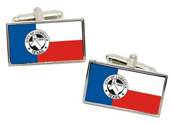 Lubbock TX (USA) Flag Cufflinks in Chrome Box