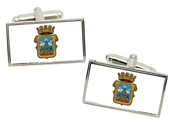 Lugo City (Spain) Flag Cufflinks in Chrome Box