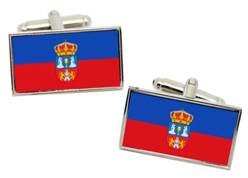 Lugo (Spain) Flag Cufflinks in Chrome Box