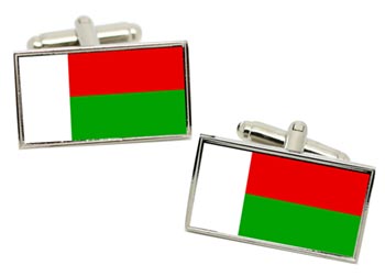 Madagascar Flag Cufflinks in Chrome Box