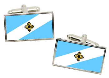 Madison WI (USA) Flag Cufflinks in Chrome Box