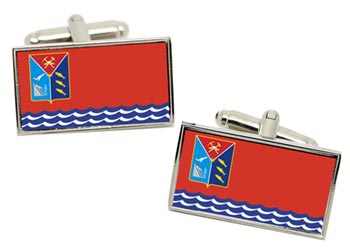 Magadan Oblast (Russia) Flag Cufflinks in Chrome Box