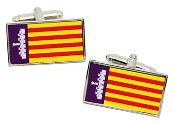 Majorca (Spain) Flag Cufflinks in Chrome Box