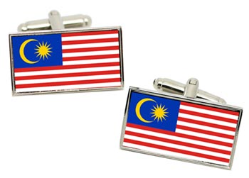 Malaysia Flag Cufflinks in Chrome Box
