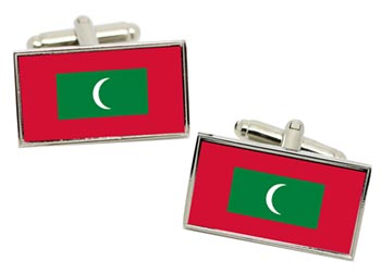 Maldives Flag Cufflinks in Chrome Box