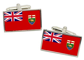 Manitoba (Canada) Flag Cufflinks in Chrome Box