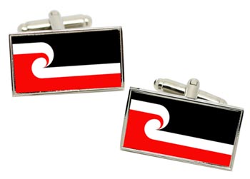 Maori Flag (New Zealand) Flag Cufflinks in Chrome Box