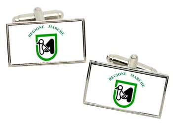 Marche (Italy) Flag Cufflinks in Chrome Box