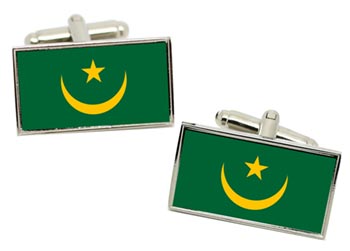 Mauritania Flag Cufflinks in Chrome Box