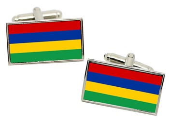 Mauritius Flag Cufflinks in Chrome Box