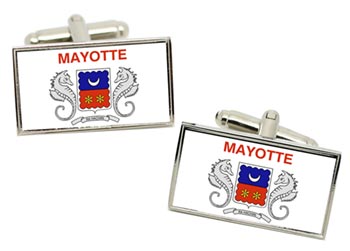 Mayotte Flag Cufflinks in Chrome Box