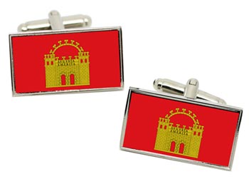 Mrida (Spain) Flag Cufflinks in Chrome Box