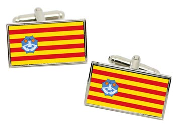 Minorca (Spain) Flag Cufflinks in Chrome Box