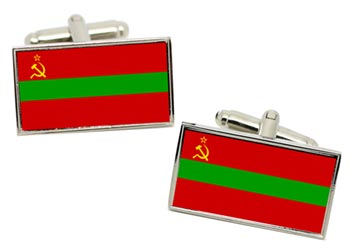 Moldavian Soviet Flag Cufflinks in Chrome Box