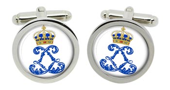 Monogram of Louis XIV (France) Cufflinks in Chrome Box