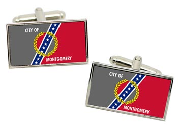 Montgomery AL (USA) Flag Cufflinks in Chrome Box