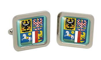 Moravian-Silesian Region Czech Republic Square Cufflinks in Chrome Box