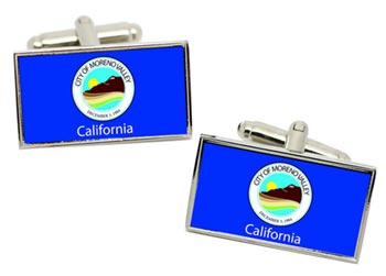 Moreno Valley CA (USA) Flag Cufflinks in Chrome Box