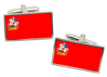 Moscow Oblast (Russia) Flag Cufflinks in Chrome Box
