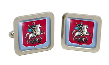 Moscow (Russia) Square Cufflinks in Chrome Box
