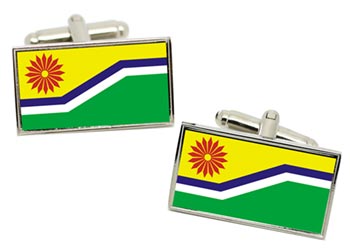 Mpumalanga (South Africa) Flag Cufflinks in Chrome Box